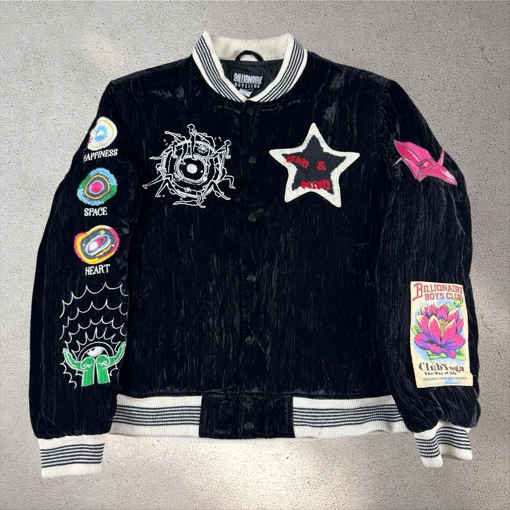 Billionaire Boys Club 2021 Stardust Varsity Jacket Mens XXL Black Bomber Patch